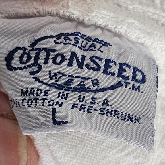 Cottonseed Casual Wear White Drawstring Elastic Waist Wide Leg Crop Pants Size L - Picture 15 of 16